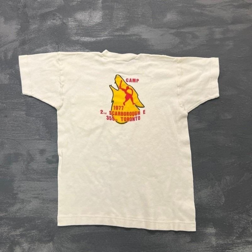 Vintage Toronto Boy Scouts Shirt Mens Small White 1970s Scarborough Camp